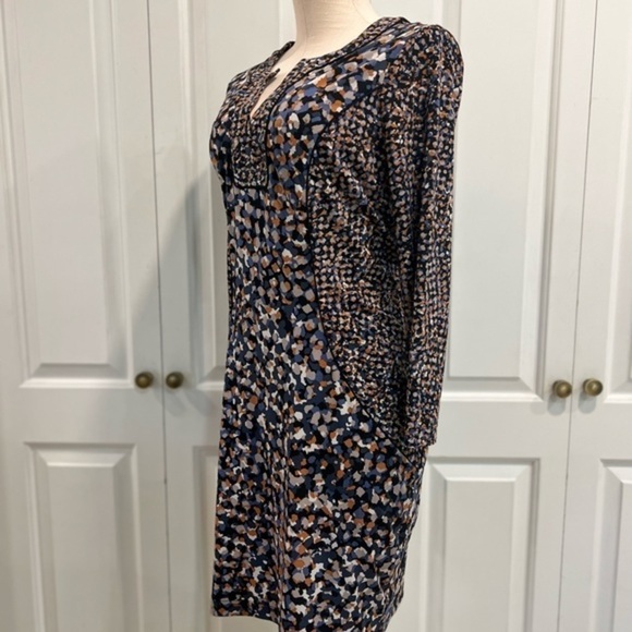 Bcbgmaxazria Body Con Multicolor Panel Long Sleeve Dress - Picture 3 of 12